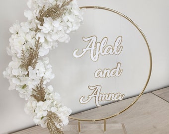 Personalized Hoop Centerpiece for Weddings, Bridal Shower, Baby Shower, or Party Decorations