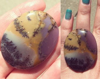 Painted Jasper Adjustable Brass Filigree Ring by oldmanwithers