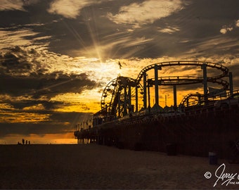 Santa Monica Beach Pier Ferris Wheel Photography Prints, Sunset Beach Art Prints, Ferris Wheel Art, Santa Monica Beach Pier Photography