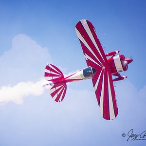 Biplane Airplane Photography, Smoke Aerobatic Airshow Flight Photography, Airshow Aviation Photography, Aerobatic Flight Aircraft Art