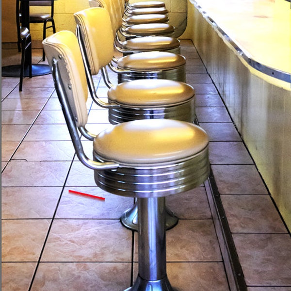 Old Dinner Cafe Bar Stools Art Prints, Imma Jean's Cafe Fine Art Photography Print, Hamberger Roadhouse Cafe Art Prints US Route 66 Cafe Art