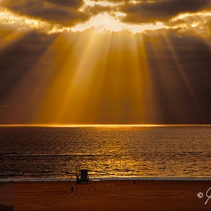 Sunset Beach Photography, Beach Fine Art Photography, Beach Sun Rays Ocean Photography, Beach Art Print