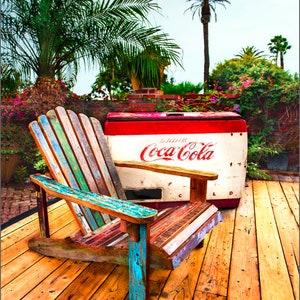 Coke Cola Machine Photography, Adirondack Chair Photography, Coke Art Print, Adirondack Chair Photography
