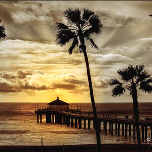 Beach Pier Photography, Sunset Beach Photography, Manhattan Beach Pier Photography, Beach Pier Art, Ocean Beach Sunset Art