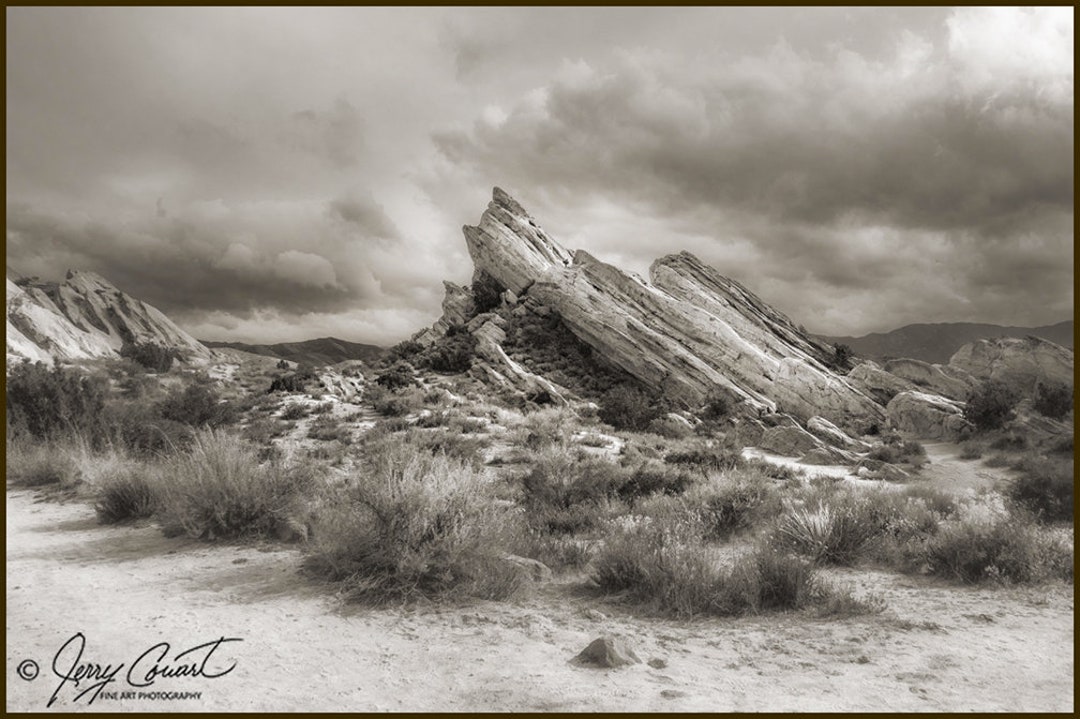 Desert Landscape Rock Art Prints, Clouds Mountain Top Art, Vasquez