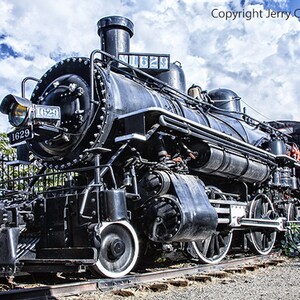 Vintage Steam Locomotive, Train Engine Number 1629 Coming Down The Tracks, Train Locomotive Fine Art Photography Print
