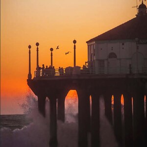 Sunset Beach Pier Photography, Beach Wall Art, Sunset Beach Pier Photo, Manhattan Beach Pier Photography, Southern California Pier Beach Art