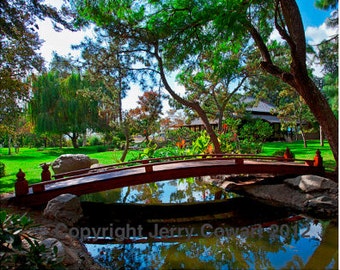 Japanese Garden Pond Bridge Fine Art Photography Print, Japanese Gardens Bridge Brand Park Fine Art Print