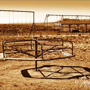 Mary-Go-Round Photography, Mary-Go-Round Fine Art Photograph Print, Children Mary-Go-Round Sepia Tone Print