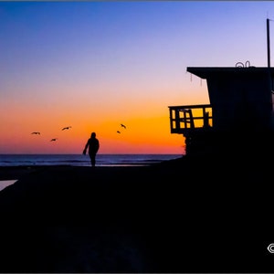Beach Lifeguard Stand Art Print, Sunset Beach Photography Art, Lifeguard Tower, Beach Sunset Art, Beach Art Decor