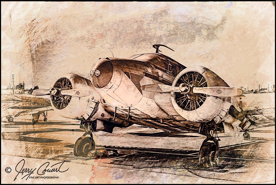 Vintage Beechcraft Twin Engine Airplane, Beechcraft Photography Art ...