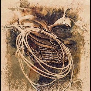 Cowboy Saddle Photography Print, Cowboy Lasso Photo Art, Cowboy Western Art, Cowboy Life Fine Art Photography Print