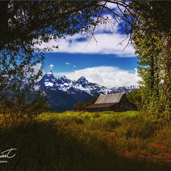 Grand Teton National Park, Moulton Barn Fine Art Photography Print, Moulton Barn photo, Old Wooden Barn Art, Snow Covered Grand Tetons Art