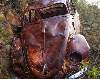 Rusty Volkswagen VW Bug Grunge Car Fine Art Photography Print VW Car Art