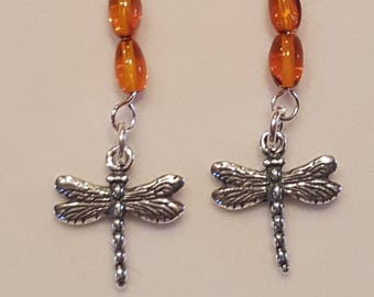 Outlander Jewelry Dragonfly in Amber Earrings