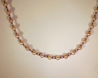Genuine Pink Cultured Pearl 18" Necklace