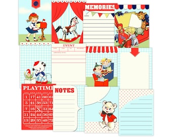 Retro Style Children Journal Cards: Scrapbooking Journaling (Digital Download)