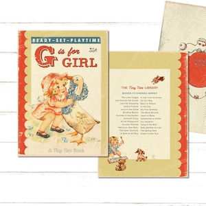 Printable Vintage Girl Book Cover / 5 x 7 / digital scrapbooking mini album / journal cover / planner cover / notebook cover / add your text