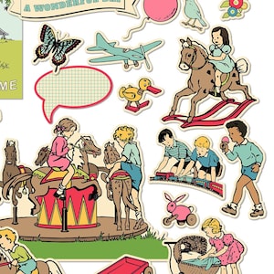 Children at play scrapbooking embellishments, digital, printable / kids toys / collage sheets, 31 PNG, JPEG  files / digital scrapbooking