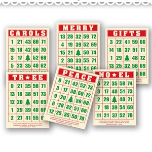 Christmas Decorative Bingo Cards: Printable Holiday Paper Crafts Ephemera (Digital Download)