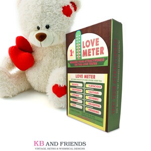 Vintage Style Love Meter Digital Box Template/ printable 6" by 4" by 1" box for gifts, crafts/ DIY gift box / Valentine's Day, romance