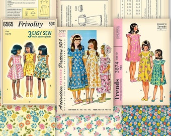 Retro Style Sewing Pattern Covers: Printable Frivolity Scrapbook & Junk Journal Ephemera (Digital Download)