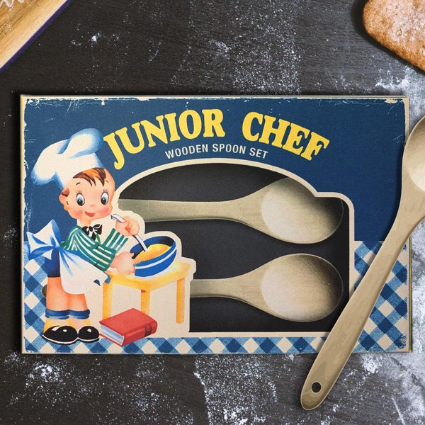 Printable Retro Chef Box / kitchen, cooking toys / 6" by 4" by 1" do-it-yourself box for gifts, candy, crafts, diorama / vintage boy