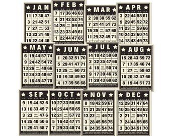 Monthly Bingo Cards: Printable Calendar Paper Crafts (Digital Download)