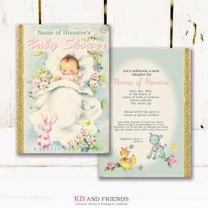 Storybook Vintage Baby Shower Invitation / add your own text using Web-based template / gender neutral / personalize it then print it image 1