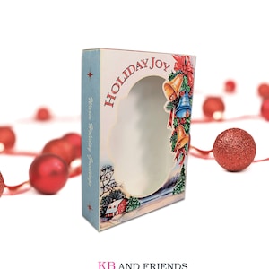 Printable Holiday Joy Vintage Treats Box / digital 5" by 7" by 1.25"  Christmas box for treats, gifts, crafts, diorama / print and assemble