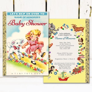 Mary Had a Little Lamb Invitation: Retro Baby Shower, Birthday, All Occasion (Online Editable Template) image 1