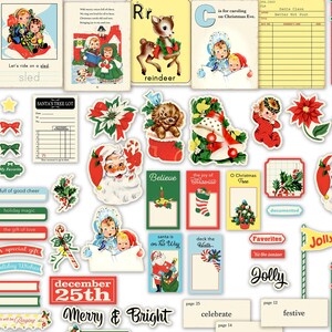 Digital Christmas Tidings Retro-Style Sewing Pattern Album Covers, cutouts & cards to print for scrapbooks, junk journals, paper crafts