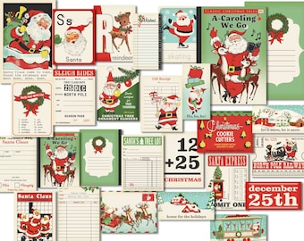 Retro Style Santa Express Ephemera Cards: Christmas Scrapbook & Journal Printables (Digital Download)