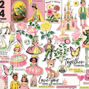 Printable Royal Dreams vintage-style prince, princess & castle digital cutouts, cards and papers for journals, scrapbooks, and paper crafts