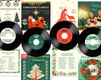 Vintage Style Christmas Records and Album Covers: Silent Night Printable Paper Crafts (Digital Download)