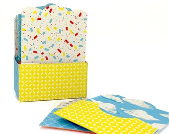 Box of Pockets in Primary Colors / digital die-cut tray and pockets to print, cut out and assemble for any occasion / cards, scrapbooks