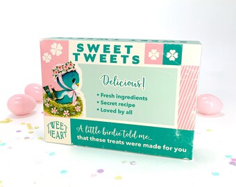 Printable Sweet Tweets Gift Box: Retro Style Bird Design (Digital Download)