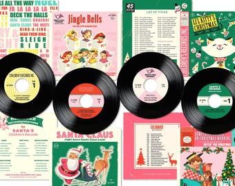 Jingle Bells Christmas Records and Album Covers: Printable Vintage Style Paper Crafts (Digital Download)