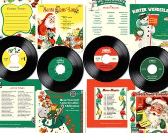 Vintage Style Santa Claus Land Records and Album Covers: Printable Scrapbook Crafts (Digital Download)