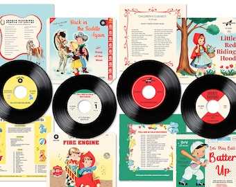 Retro Style Kids 45 RPM Records and Album Covers: Printable Paper Crafts (Digital Download)