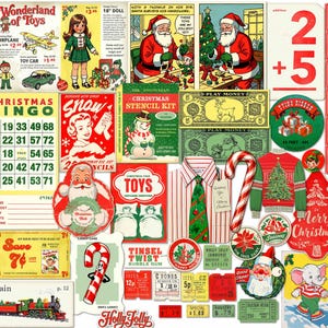Christmas Vintage Style Ephemera: Tinsel Twist Printable Journal Scrapbook Embellishments (Digital Download)