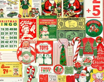 Christmas Vintage Style Ephemera: Tinsel Twist Printable Journal Scrapbook Embellishments (Digital Download)