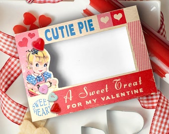 Retro Style Valentine's Treats Box: Printable Cutie Pie Vintage Baker Girl (Digital Download)