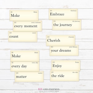 Everyday Moments Flash Cards, Embrace your Dreams / 12 flashcards, 2 sizes / collage sheets + individual files / scrapbooking embellishments