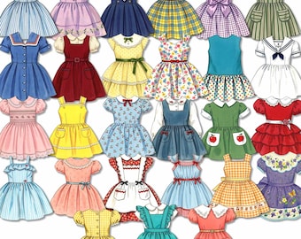 Printable Retro-Style Paper Doll Dresses for All Occasions (Digital Download)