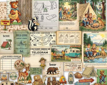 Printable Summer Camp Ephemera: Vintage Style Camping Tales (Digital Download)