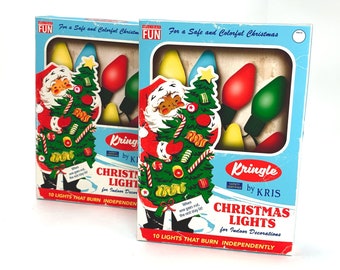 Retro Style Santa Christmas Lights Box: Printable Candy Gift Box (Digital Download)