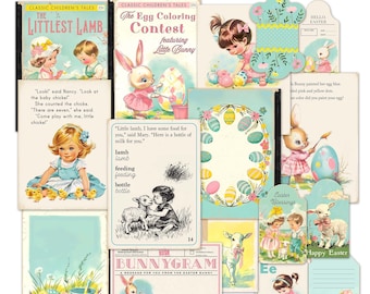 Printable "Littlest Lamb" Printable Vintage-Style Easter ephemera, tags, cards, papers, book covers for scrapbooks, journals, paper crafts