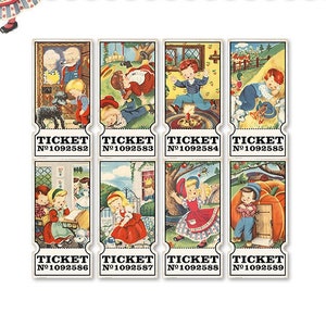Printable nursery rhyme tickets /  Mother Goose digital collage sheet / nursery rhymes / printable gift tags / scrapbook embellishments