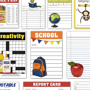 School Journaling Cards: Printable Scrapbooking  (Digital Download)